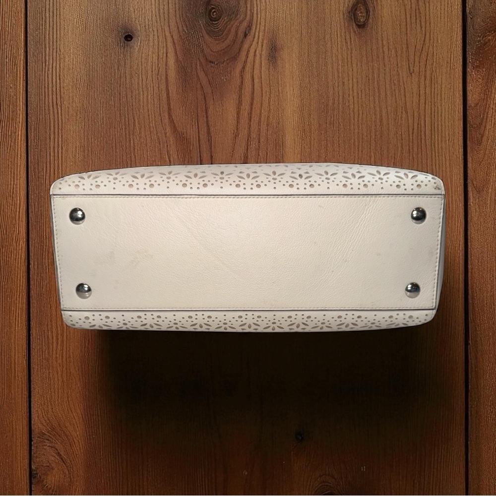 Coach RARE Madison Laser Cut White Leather Satchel Handbag Purse Shoulder Bag - Picture 8 of 14